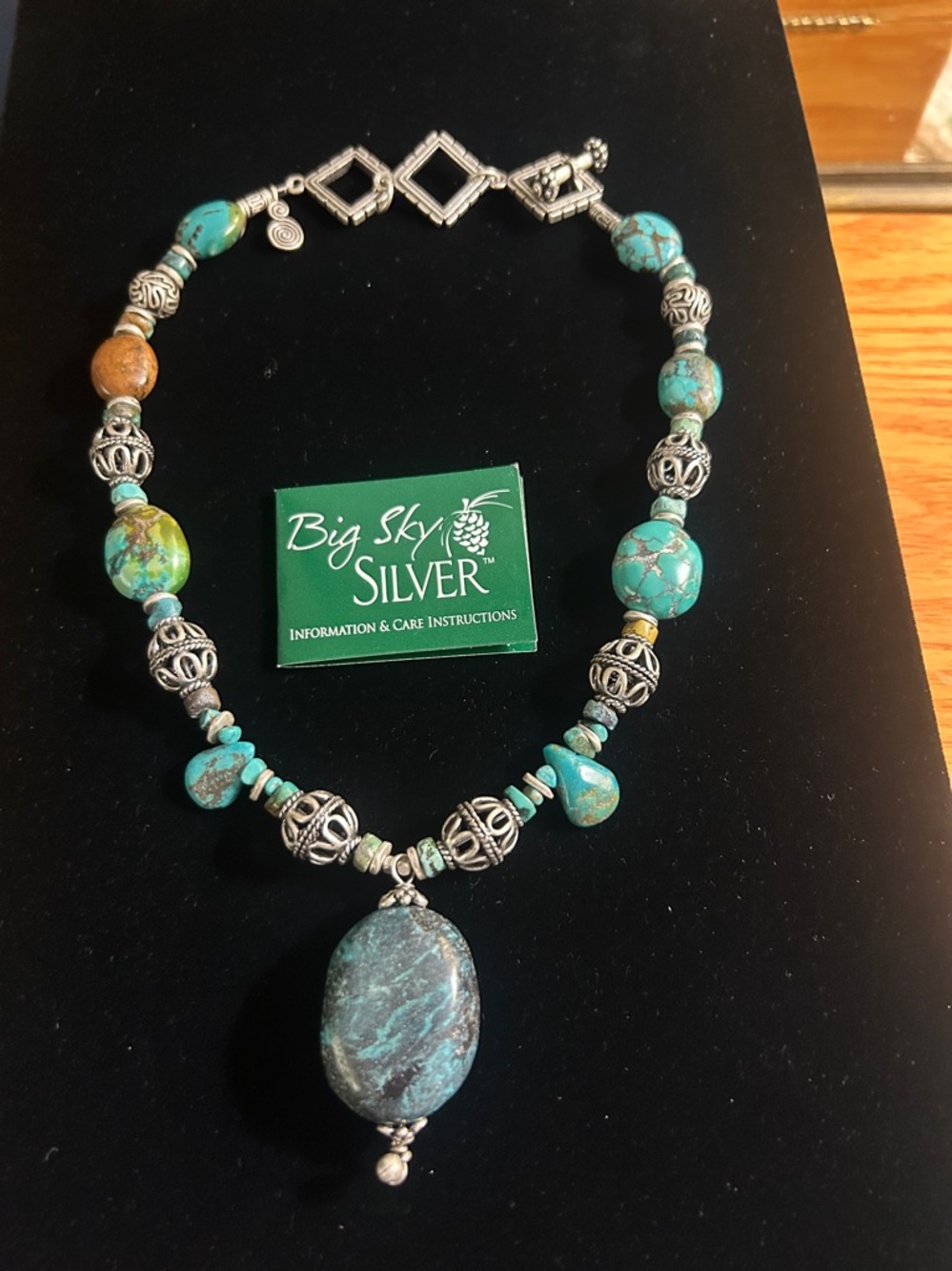Big Sky Silver,  heavy silver and turquoise necklace